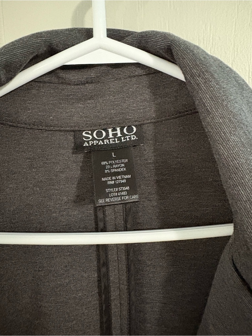 SOHO Apparel Ltd. Gray Jacket